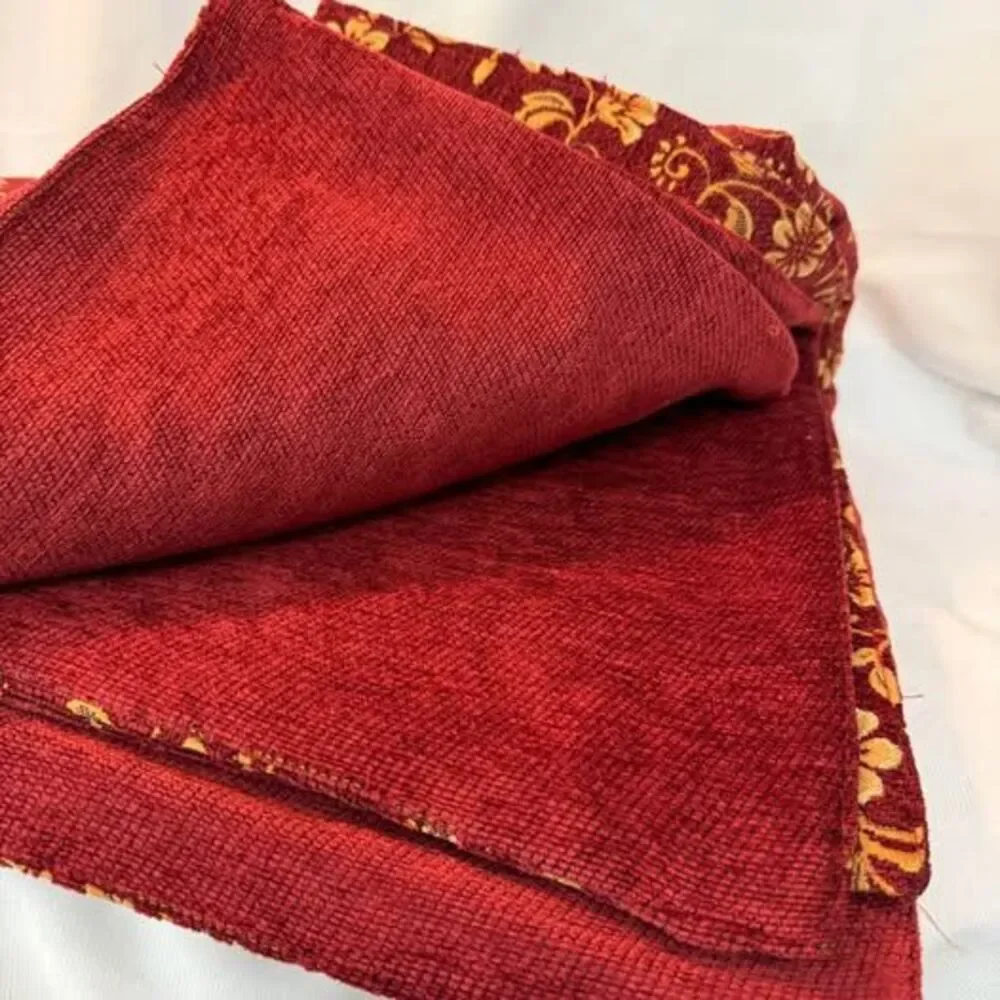 Red and Gold Throw Floral Upholstery Fabric